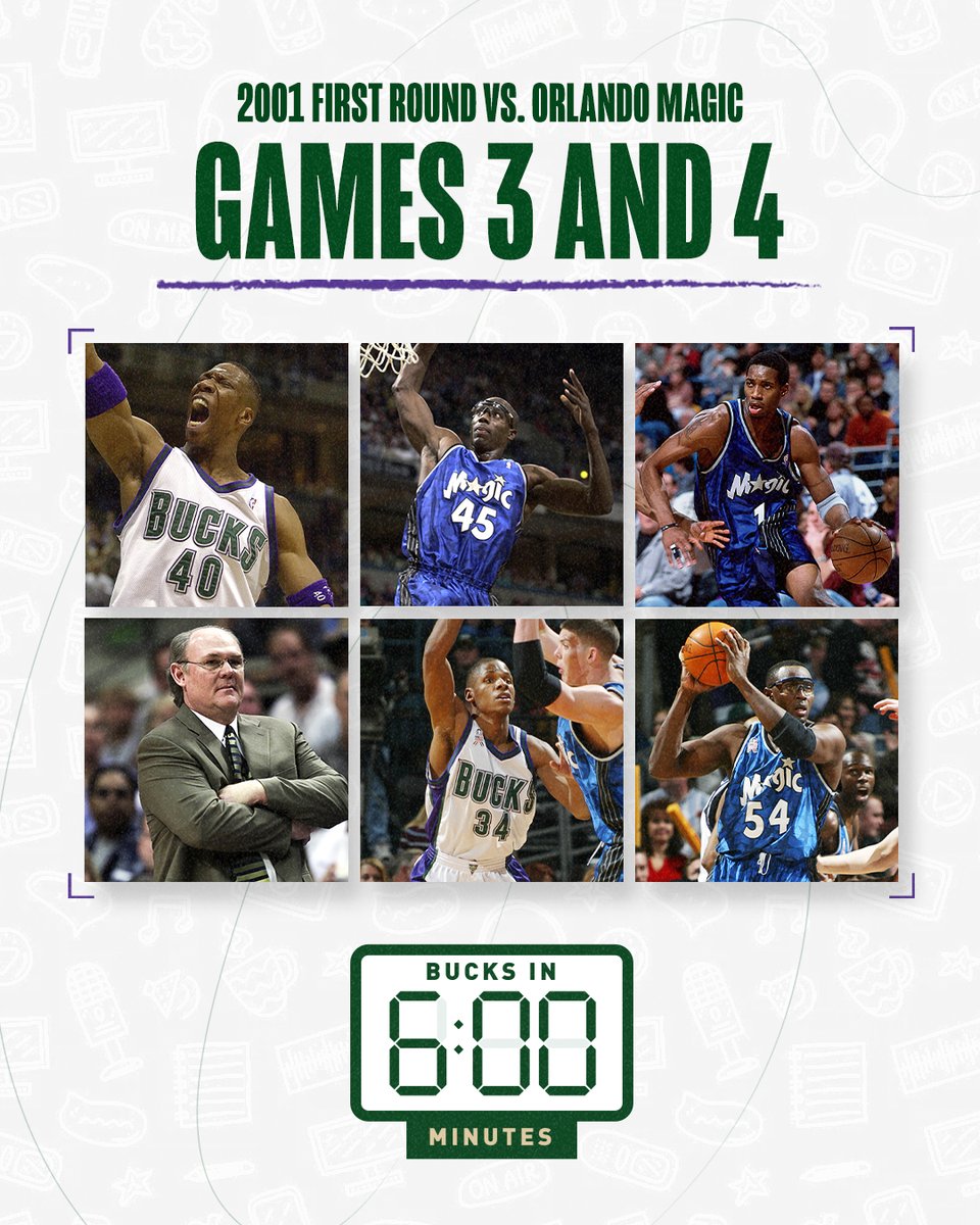BucksPlusAudio's tweet photo. The trash talk got louder. The series got tighter. And the Bucks had to close it out in Orlando.

Relive Games 3 and 4 of the 2001 first-round series between the Bucks and Magic in a special edition of Bucks in Six.

🎧: https://t.co/LMbGSg6EGu https://t.co/KfLT9fZR4h