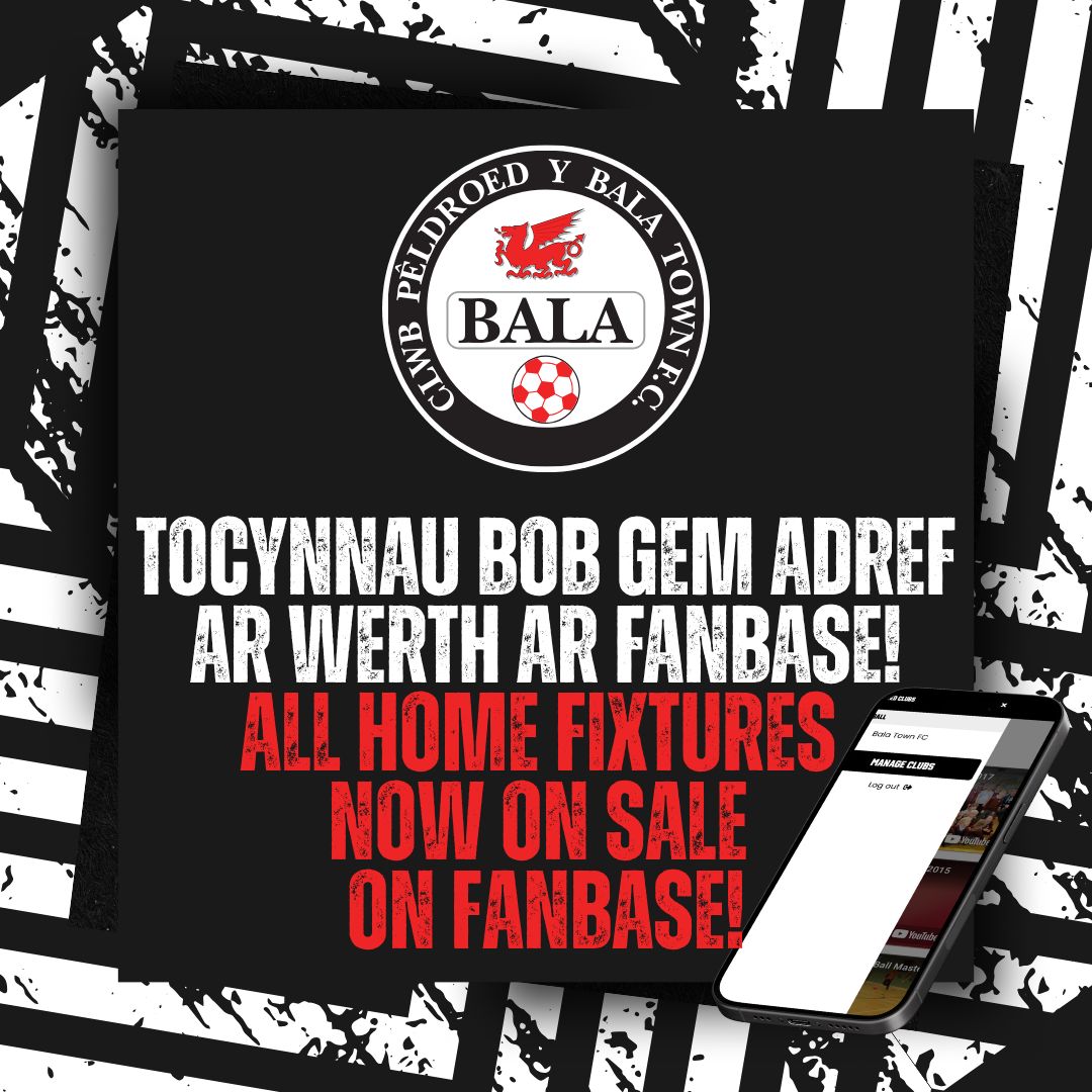 BalaTownFC's tweet photo. Edrychwch ar ein gwefan newydd i brynu tocynnau ar gyfer pob gêm gartref y tymor hwn drwy Fanbase. 

Check out our new website to buy tickets for all home games this season via Fanbase 

🔗 https://t.co/TrP4SNNajg 🔗 https://t.co/KMaMQOsxL1