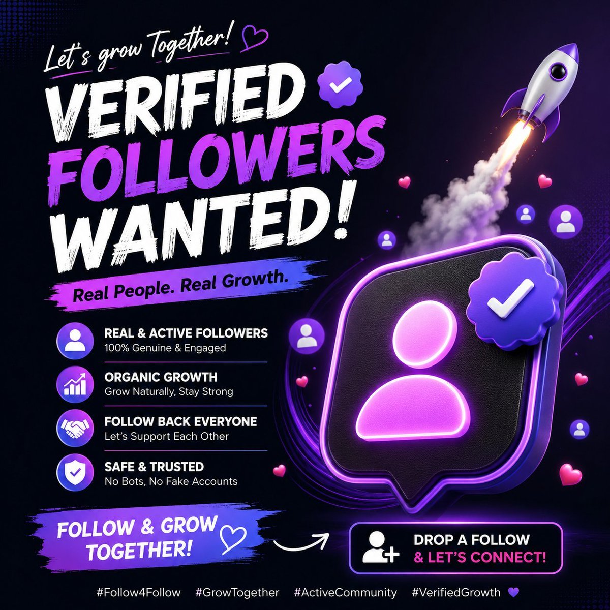 jashim1983y's tweet photo. Let's grow Together!
VERIFIED FOLLOWERS WANTED!
Real People. Real Growth.
REAL & ACTIVE FOLLOWERS 100% Genuine & Engaged!
ORGANIC GROWTH Grow Naturally, Stay Strong!
FOLLOW BACK EVERYONE Let's Support Each Other!
SAFE & TRUSTED!
No Bots, No Fake Accounts!
FOLLOW & GROW, TOGETHER!
Follow back to back 💯💯💯
ফলো করলে ফলো ব্যাক পাবেন ১০০% গ্যারান্টি।
