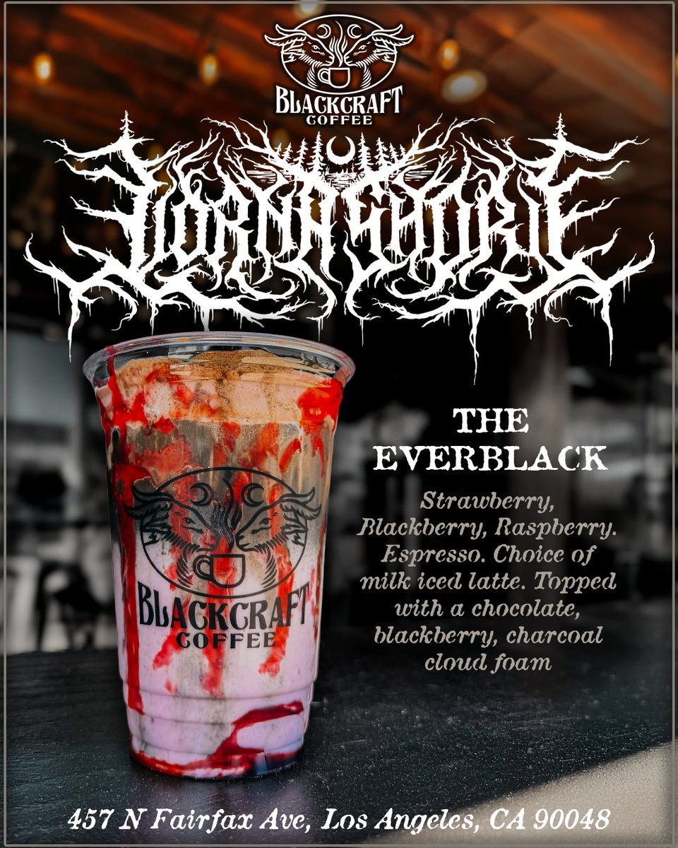 LornaShore's tweet photo. We teamed up with @BlackCraftCult
Coffee to bring “THE EVERBLACK” Coffee Ice Latte to Los Angeles ☕️ 

Available now - August 1st  
Blackcraft Coffee LA 📍457 N Fairfax Ave. https://t.co/zeX3UfThOQ