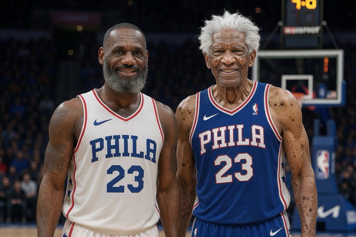erjmanlasvegas's tweet photo. LeBron and Joel gonna win a title?  lmao https://t.co/oosFbUAuFo