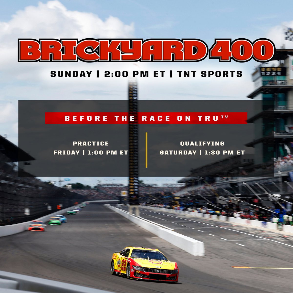 joeylogano's tweet photo. Race Weekend at @IMS | #NASCAR

▫️FRI - Practice - 1:00PM ET | @truTV▫️SAT - Qualifying - 1:30PM ET | @truTV ▫️SUN - Race - 2:00PM ET @tntsports 

@Team_Penske @ShellStationsUS @Pennzoil @FordRacing @CocaColaRacing #CokePartner @hbpRacing @AutoTrader_com @PlanetFitness @NASCAR https://t.co/Atv3IFa6e5