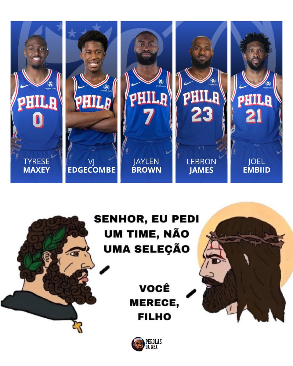 PerolasdaNBA's tweet photo. OLHA ESSE TIME ABSURDO QUE O SIXERS MONTOU

TYRESE MAXEY
VJ EDGECOMBE
JAYLEN BROWN
LEBRON JAMES
JOEL EMBIID https://t.co/zj9kZXXALB