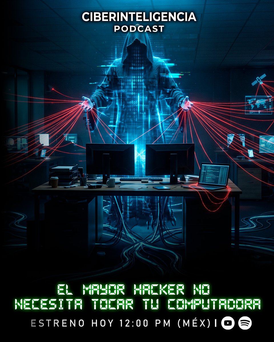 CiberintPodcast's tweet photo. 🚨 El hacker más peligroso no necesita tocar tu computadora.

Las nuevas ciberestafas utilizan inteligencia artificial e ingeniería social para manipular personas, no dispositivos.

🕛 Estreno hoy | 12:00 PM (MÉX).

#Ciberestafa #Hackers #IngenieriaSocial #Ciberseguridad #IA https://t.co/ib1xttjQBJ
