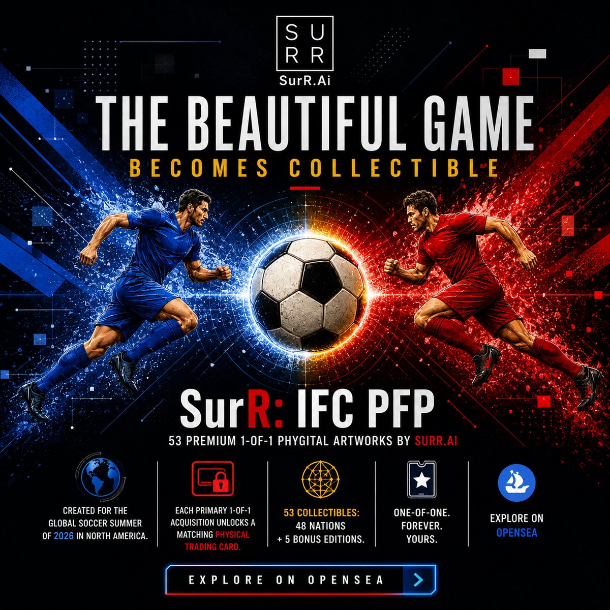 SurRNFTs's tweet photo. The Planetary Stage: How the 2026 World Cup Becomes Collectible Culture https://t.co/ik533qy5z7 

When the world’s largest tournament becomes a synchronized cultural clock https://t.co/rp6IIWE7WF 

#FIFA #WorldCup #Kalshi #Polymarket #ADIPredictstreet #ArtTech https://t.co/KNcZeluCQg