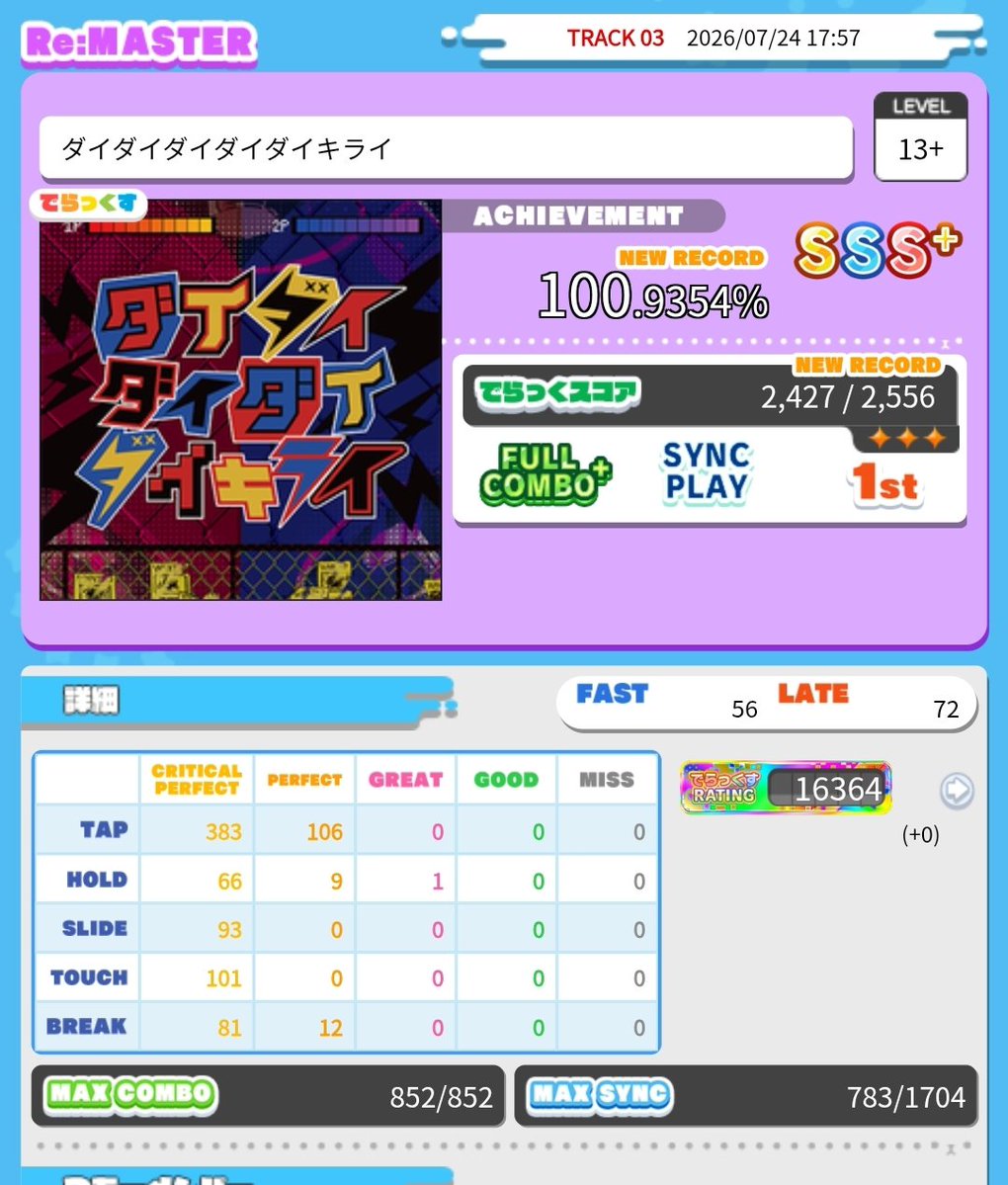 medoorisu's tweet photo. Circle plus time but nothing really i play chunithm instead trying to get 17.00 https://t.co/WuwJtaGcEQ