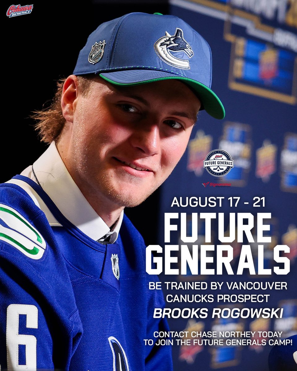 Oshawa_Generals's tweet photo. Join us for this years Future Generals Kids Camp‼️ With our latest coaching addition Brooks Rogowski 🥅
#GensNation https://t.co/M8vWuWPTYv