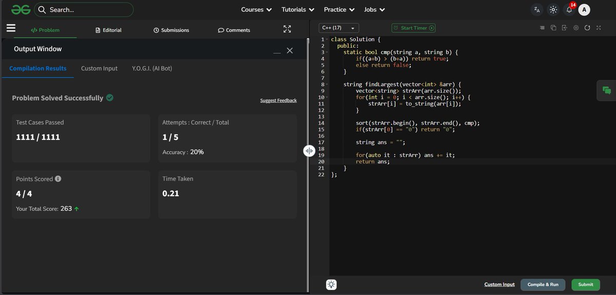 AshutoshP2128's tweet photo. 💻 Day-253/365 series of Consistent-Coding-Daily-DSA! 💻

✅ Form the Largest Number (GFG) [T/C-O(n logn), S/C-O(n)]

💾 Code Repository: https://t.co/rFgtqHoWyJ

#365DaysOfDSA #DSA #LeetCode #GeeksforGeeks #CodingChallenge #ProblemSolving #Consistency #CodeEveryday https://t.co/4rkNzC1F8x
