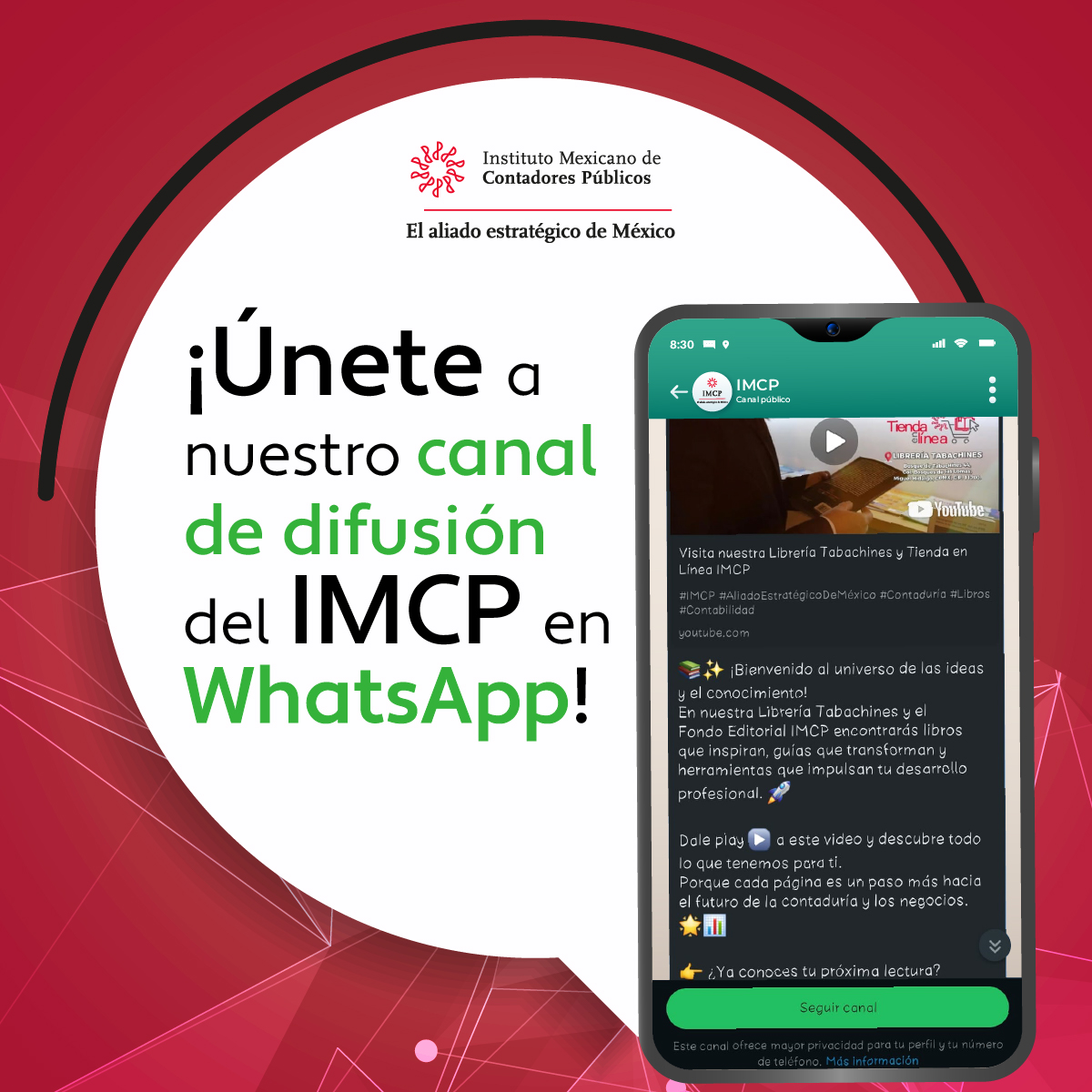 IMCP's tweet photo. Mantente al día con toda la información del #Instituto, accede a contenido exclusivo y recibe novedades al instante. ¡Únete al canal de #WhatsApp del #IMCP!📱✅
Sé parte de la comunidad: https://t.co/y8cDO5cdma https://t.co/MNzOUrd8x3
