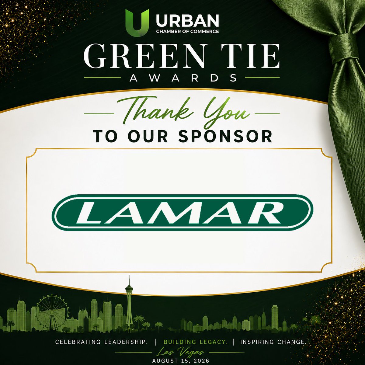 UrbanChamber's tweet photo. Leadership deserves to be seen. Thank you to Lamar Advertising for putting our Green Tie honorees in the spotlight across the Las Vegas Valley and making our community part of the celebration. https://t.co/AaypddQdv3