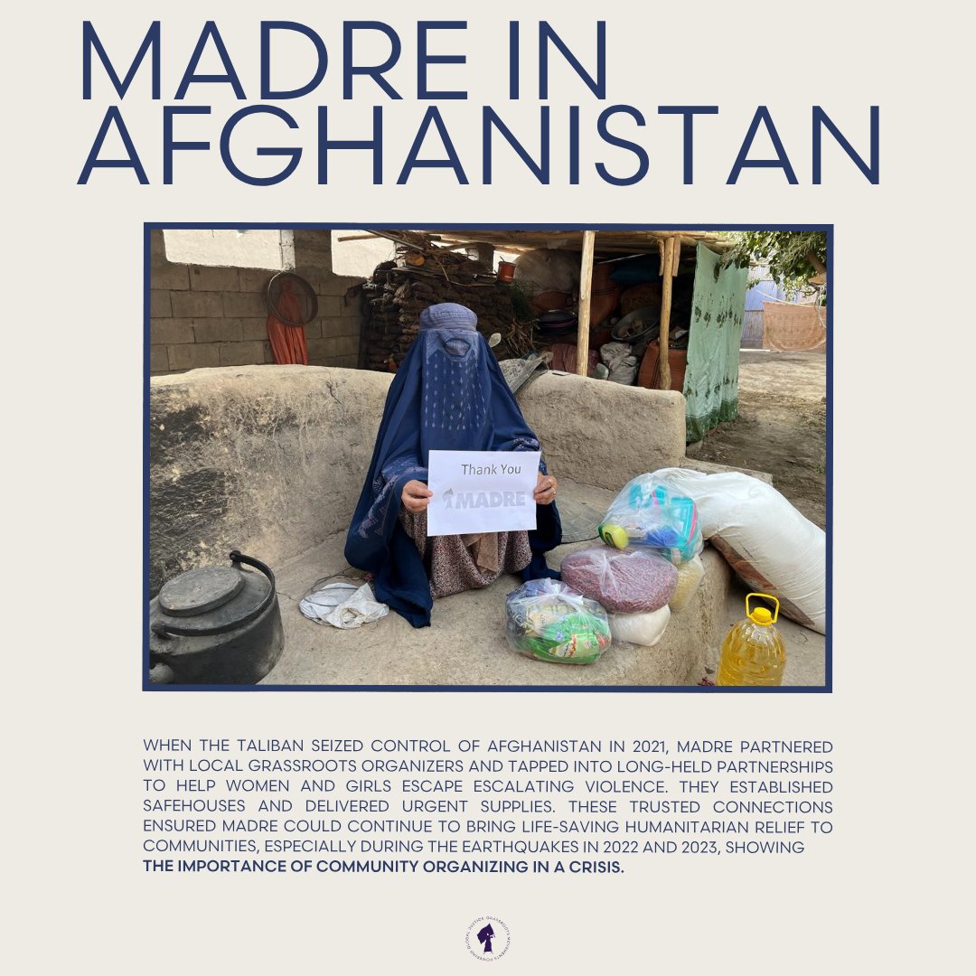 MADREspeaks's tweet photo. Continuing a long-standing commitment, MADRE works alongside grassroots organizers to safely amplify Afghan voices and to advance the rights and safety of women, girls, LGBTQIA+ communities, and those most at risk under Taliban rule.
Learn more: https://t.co/kqPsJUdDn2. https://t.co/g31MDfUels