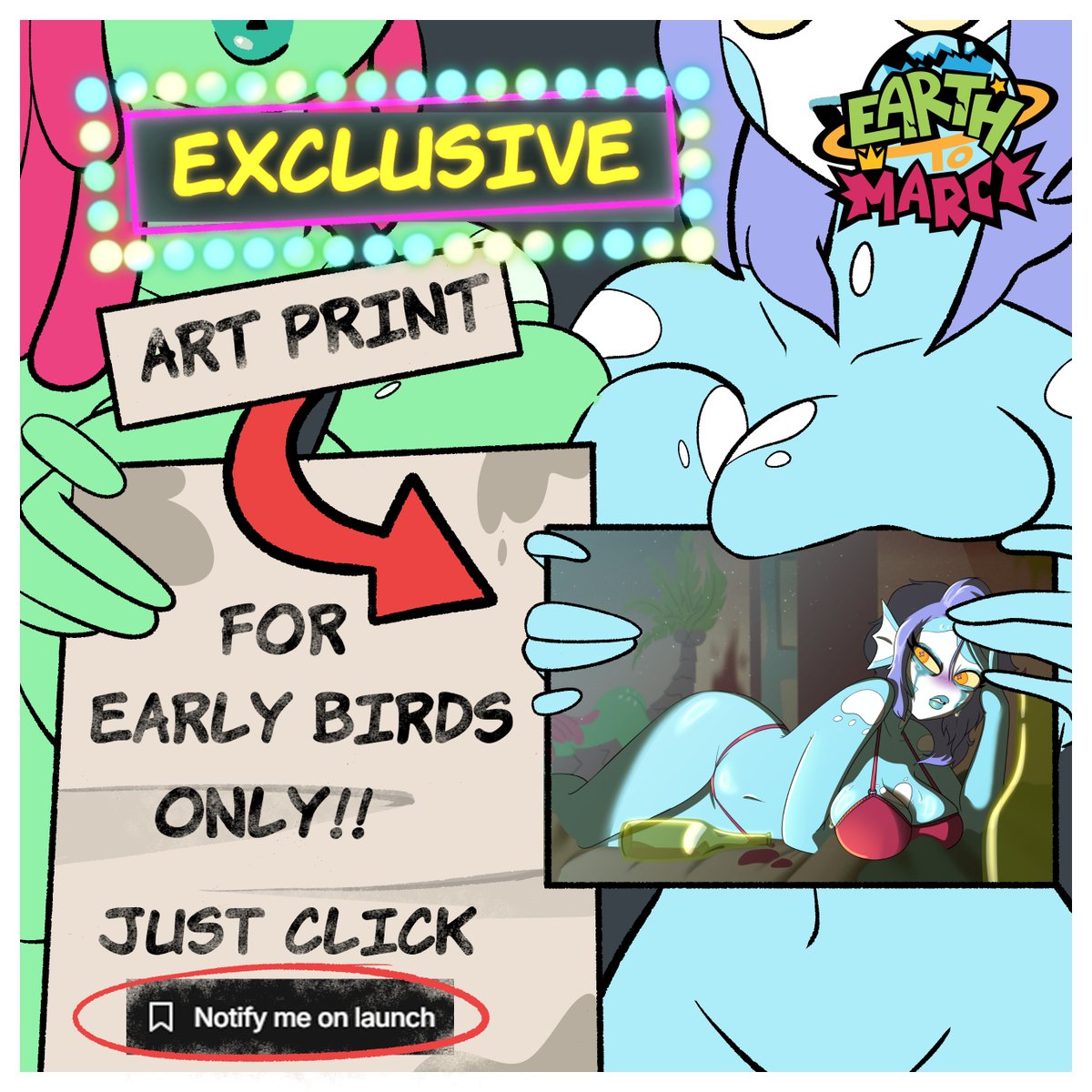 ImpMussa's tweet photo. BIG FAT ALIEN TIDDIES!!👽

Now stick around because EARTH TO MARCY #2 is launching on Kickstarter SOON!!

🔥 Back in the first 72 hours and you'll cop the exclusive "Alien Hangover" mini print!

⏰ Once it’s gone, it’s gone, humie!

👇 Hit "Notify Me on Launch" in the link below https://t.co/IQSZxlNXfl