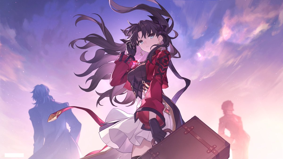 KaroshiMyriad's tweet photo. "Honkai: Star Rail" Rin Tohsaka on her past:

This happened many years ago.

I was looking at my father. In my memory, he never once told a joke, but there he was, stroking my head.

Though, instead of "stroking," it would be more accurate to say he grabbed my head and gave it a rough rub.

After all, that was the first time he had ever patted me.

If I had known it would be the last time I saw him, I would have used one of my best jokes to make him laugh. I practiced them in secret, over and over, just hoping that one day his stern expression might soften.

The family gems, the management of the basement... seeing him hand everything over without reservation, even as a kid, I could tell...

...that my father was never coming back.

He was a participant in the Fourth Holy Grail War. Despite having no natural talent, and even though my grandfather gave him the choice to walk away from magecraft, he still resolutely stepped onto that path.

And that will, that conviction to blaze a trail for his own life, is the most precious legacy he left to the Tohsaka family.

It's just a shame that my sister (Sakura Matou) and I let him down from the moment we were born.

Our talent dictated that we were born without the luxury of choice.

However, for the sake of my father's final wish, and the honor of the Tohsaka name...

...and my ideals, too, I still wanted to become a mage worthy of the title "genius." It's what everyone claims I am, despite how I feel about my self.

And so, I watched him walk toward the end meant for a mage.

At the time, I didn't realize that the final destination of the person I loved would be my own starting point.

I inherited everything he left behind. At his funeral, I was placed under the guardianship of a church priest.

Even now, I still think he's a total fraud of a saint... but I have to admit, without him, my childhood would have been much harder.

He fulfilled his duties as a guardian faithfully. He taught me how to protect myself. Even though selling off family assets made life stressful, he at least ensured I never went hungry, and that was enough.

Living as the honor student everyone admired while defending the secrets of magecraft, unable to form deep bonds with classmates or anyone normal — this may sound oppressive or bitter to others, but to me, it was never a big deal.

Sacrifice brings rewards, and I was fine with that. Still, I'd sometimes wonder what life would've been like if I'd never stepped onto this path. I was lost in those thoughts during that final dusk before the war, when the phone rang.

My time pretending to be a normal person was finally coming to an end.