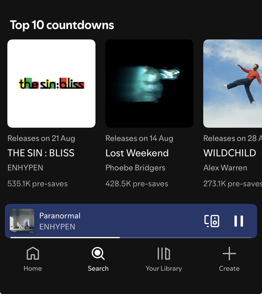 Enhagyy's tweet photo. THE SIN : BLISS reaches a new peak at #4 on Spotify's Top 10 Countdown Chart with 535.1K (🔺6.4K) pre-saves!

🔗: https://t.co/0ceVcxAzFF

We still need to double our effort if we want to reach the 1M pre-save goal before comeback. https://t.co/RYf127XXqb