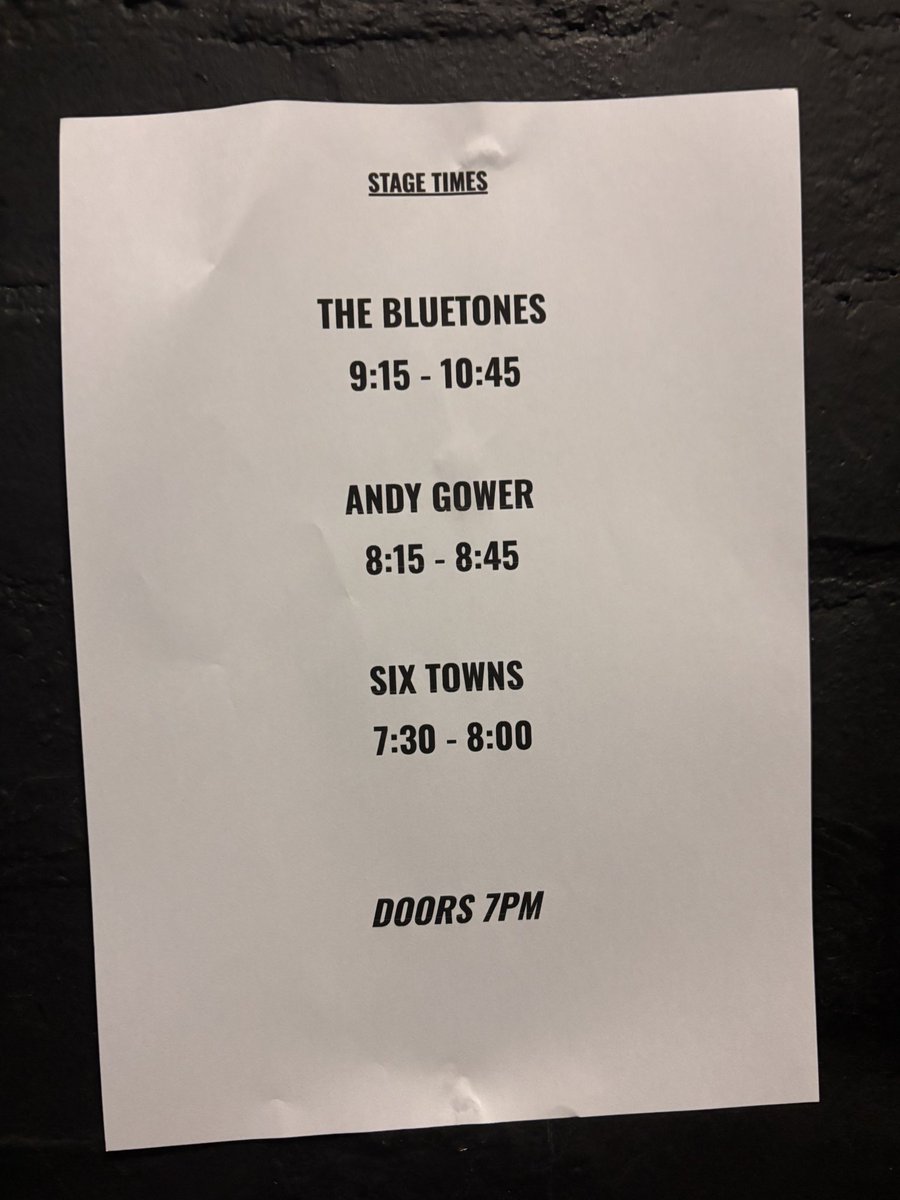 TheBluetones's tweet photo. Stage times for tonight’s show at The Underground in Stoke… https://t.co/G0wYrDaR18