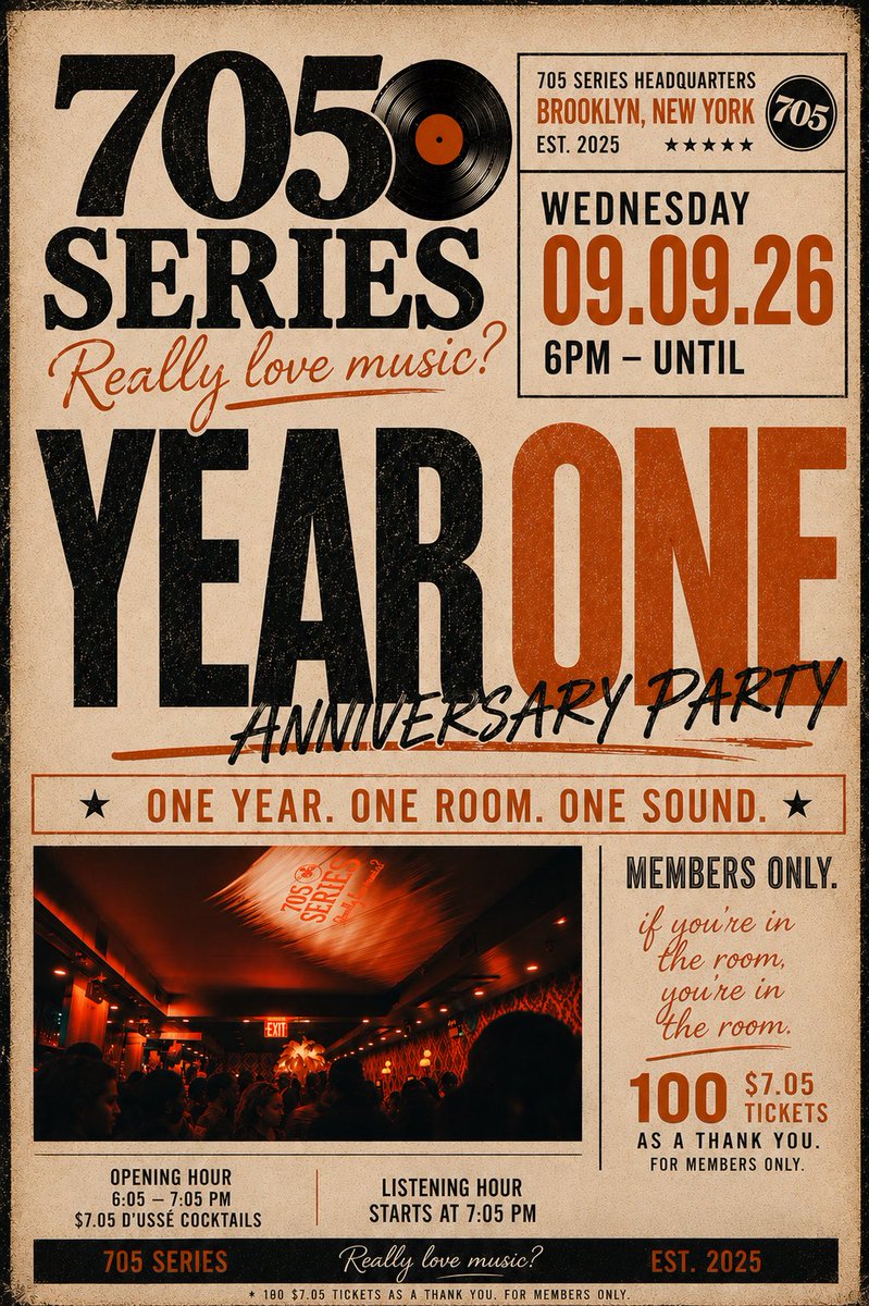 700plusfive's tweet photo. YEAR ONE: 
One year in the room. 

Anniversary tickets are on sale now. 

The room is OPEN (Select general admission) 
100 $7.05 member tickets - SOLD OUT *Update* 

https://t.co/oaPCn42yt0 https://t.co/qq6IrTmrsq