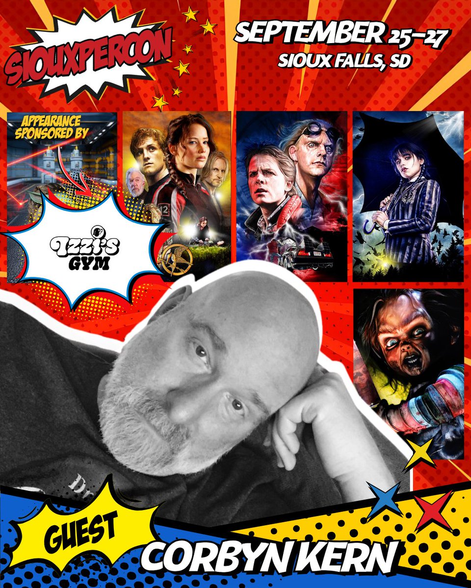 SiouxperCon's tweet photo. Re‑announcement time:

It's no secret that Corbyn Kern, the man behind some of your favorite artwork of creatures, monsters, and masked mayhem, is returning to SiouxperCon BUT we are stoked to now announce that his appearance is thanks to our friends at Izzi's Gym! https://t.co/UsVViUkNEf