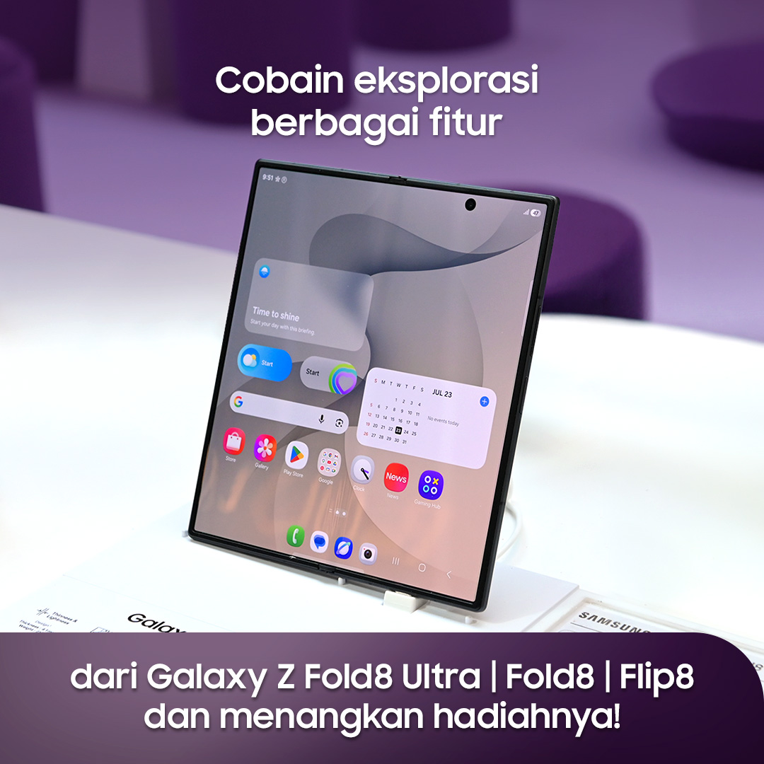 samsungID's tweet photo. Datang ke Galaxy Experience Zone. Explore. Upload. Menang! 💜

Cek postingan ini, geser untuk cari tahu cara ikutannya, dan bawa pulang kesempatan memenangkan 1 unit Galaxy S26 Ultra! https://t.co/em33c7KjDe