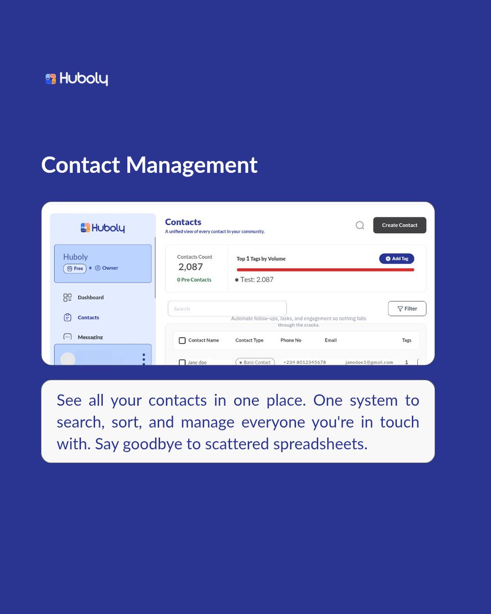 HubolyHQ's tweet photo. All your contacts, in one place, finally.
Search, sort, and manage everyone you're in touch with. Say goodbye to scattered spreadsheets for good. https://t.co/3GtSNf5zom