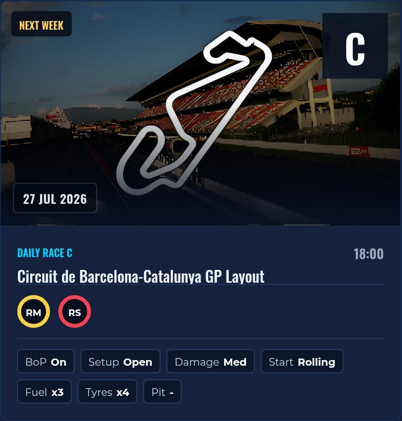 HungaryRace's tweet photo. GT7 New Daily Races
(27/7/2026)

https://t.co/Mh6z2BCsDF https://t.co/tAY1gukaqP