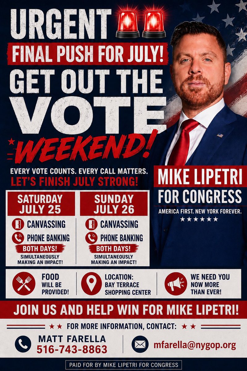 Lauren82593728's tweet photo. Volunteer for Mike CD 3 Queens NY this Sat. &amp;Sun! Meet up At Rosa’s Pizza BayTerrace 👇Fight Open borders ,Lawlessness ,No jails
Government control over everything ! SHARE @TheMikeLiPetri @SpiritedWarrio1 @VickieforNYC @kevin_smith45 @sidrosenberg19 @gregkellyusa https://t.co/XGSJa6FRWF