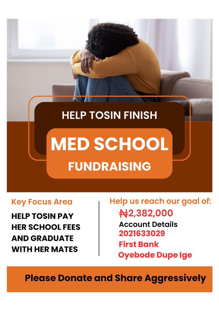 _deoluwaa's tweet photo. Erm, my people, I am here again. 🥹

This time, I’m asking for help for someone who has successfully passed her final MBBS examinations but is at risk of missing her final clearance and induction because of outstanding school fees.

Oyebode Oreoluwa Oluwatosin has spent years working towards her dream of becoming a doctor, and she’s now just one step away from the finish line. Her classmates have started a fundraiser with the hope of raising the outstanding balance before Monday, so she can complete her clearance and be inducted alongside them.

School fees: ₦2,382,000
Amount raised: ₦1,300,000
Balance needed: ₦1,082,000

If you’re able to help, no amount is too small. Every contribution brings her one step closer to becoming Dr. Oyebode Oreoluwa Oluwatosin. If you can’t donate, please repost, like, and share this appeal; your engagement could help it reach someone who can.

Account Details
Bank: First Bank
Account Number: 2021633029
Account Name: Oyebode Dupe Ige (Mother’s account)

Thank you so much for your kindness and generosity. May God bless you as you donate, share, and help amplify this appeal. 💙