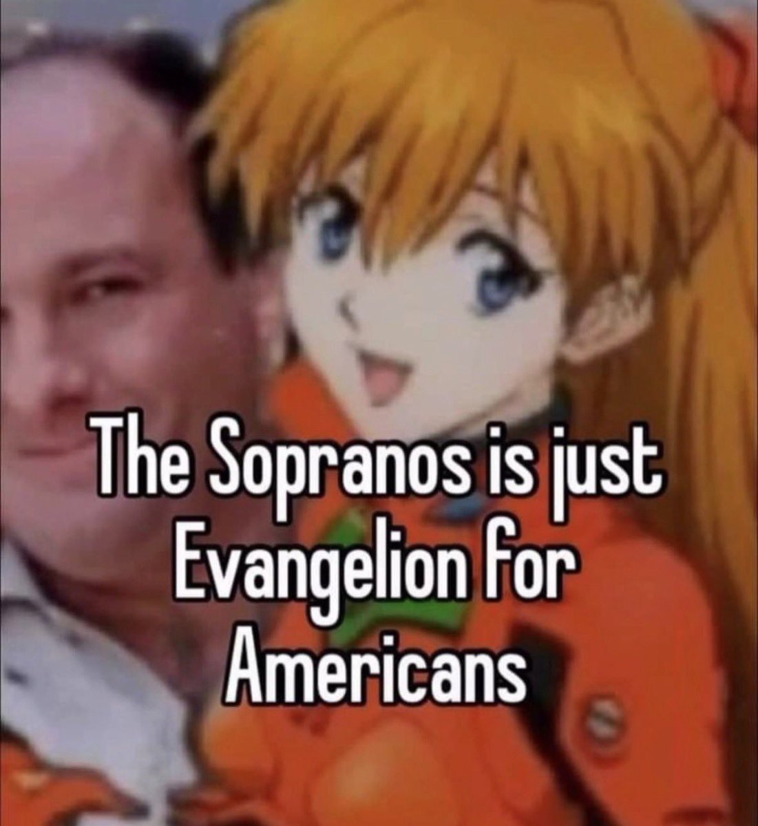 thetvglowpt2's tweet photo. binge watching the entirety of evangelion after binge watching all of the sopranos season 6 within like a week no joke AJ and shinji are the same exact character https://t.co/rAbBTHuTca