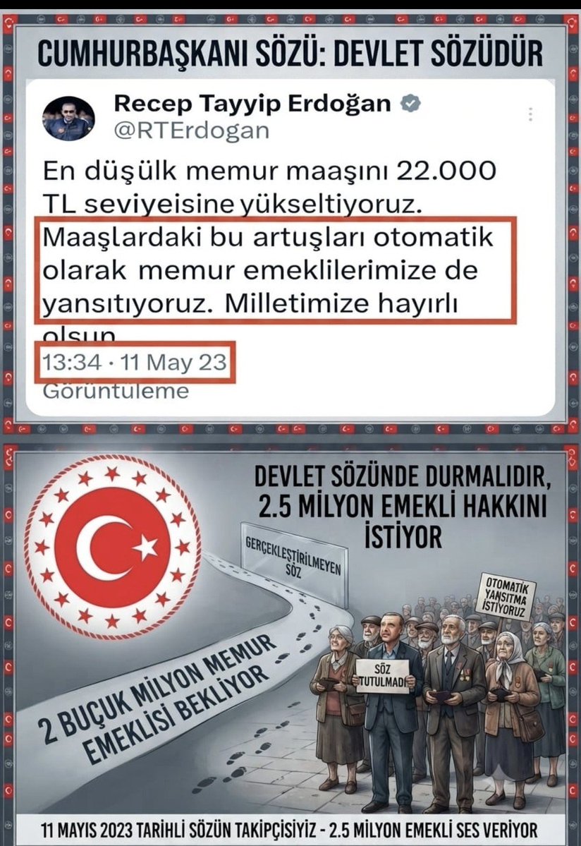 gulmez_gul31294's tweet photo. @Akparti @RTErdogan Cumhurbaşkanı Recep Tayyip Erdoğan
#EmekliMemur un seyyanen zam hakkını seçim malzemesi yapıp  hayırlı olsun dedi 
Seçimi kazandı
Seyyanen zam hakkımıza el koyarak
Bizi sefalete mahkum etti‼️
37 aydır süren #MemurEmeklisineAdalet sizlikten dolayı öfkeliyiz ‼️
Sandığı bekliyoruz‼️ https://t.co/ggBjVqCro4
