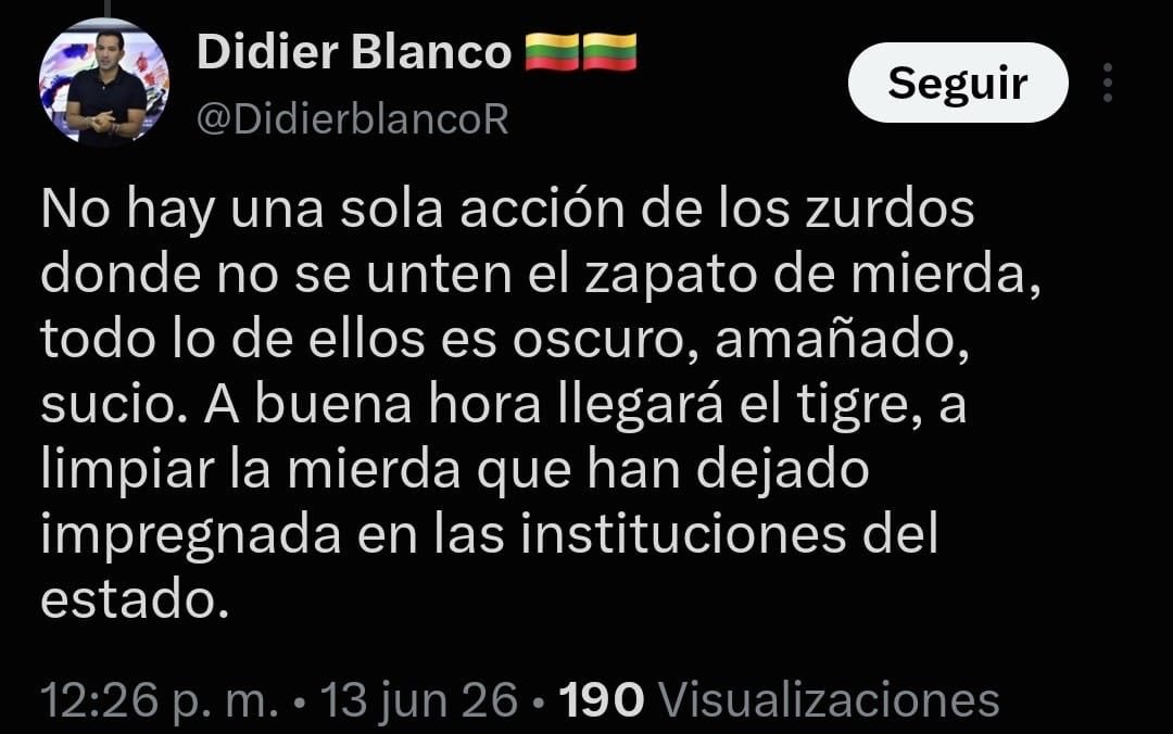 alejoocampog's tweet photo. .@DidierblancoR ha dejado claro lo que piensa de la izquierda. El nuevo nombramiento de Abelardo es sólo una muestra más de las pocas garantías que quiere dejarle a la oposición y no se olviden que incluso líderes del Pacto ya empezaron a ser asesinados. 
Este extremista aparte de promover la desinformación, seguramente intentará dejarnos sin garantías ¡pero no le tenemos miedo!