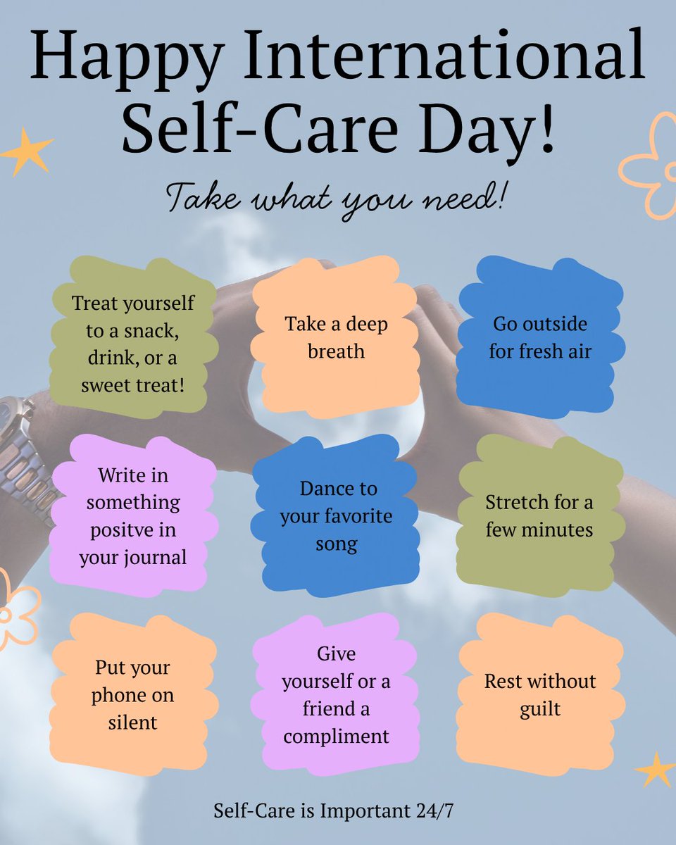 ipe_ttuhsc's tweet photo. Its International Self-Care Day! What are other ways you can care for yourself today? Comment Below! https://t.co/iVddcOqVPB