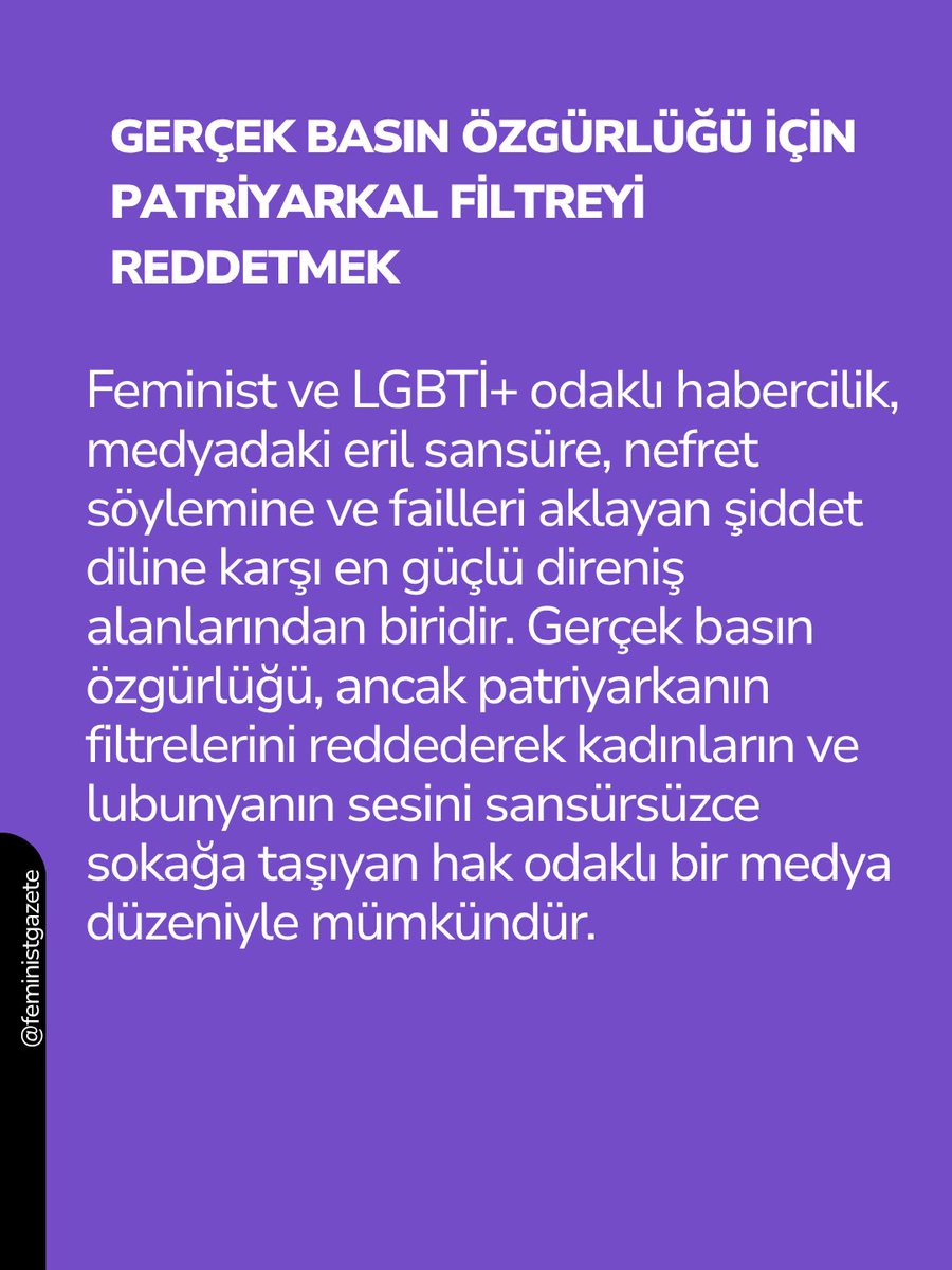 FeministGazete's tweet photo. Eril sansüre, nefret söylemine ve baskılara meydan okuyarak kadınların ve LGBTİ+'ların sesini manşetlere taşıyor, kuir hafızayı ve gerçek basın özgürlüğünü cesaretle inşa ediyoruz! #BasınÖzgürlüğüİçinMücadele #KuirMedya #FeministHabercilik #SansüreHayır #ÖzgürBasın #Lubunya https://t.co/355sw7re8G