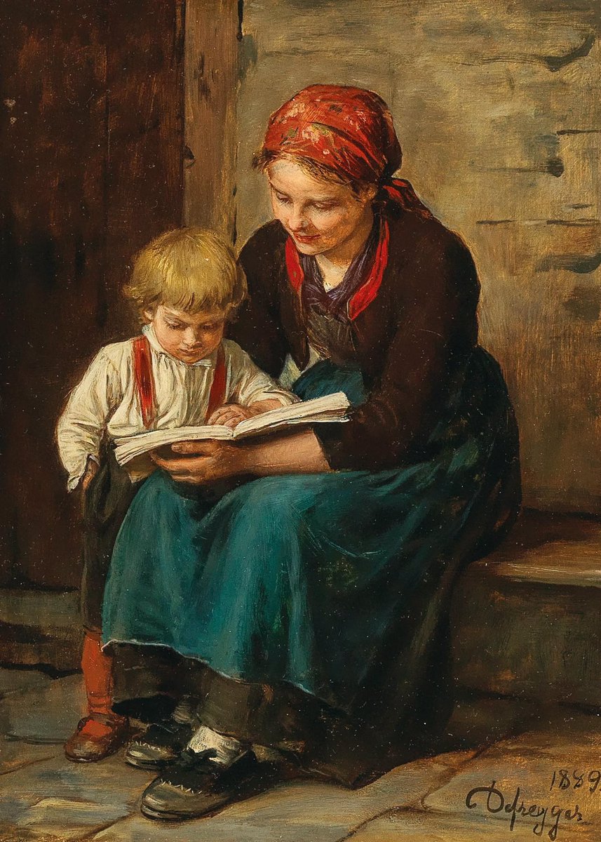 annie151092's tweet photo. Leseunterricht (The Reading Lesson), an 1889 oil on wood 
The artist : Franz von Defregger (1835–1921) #paintings #art https://t.co/FWDeukzmKK