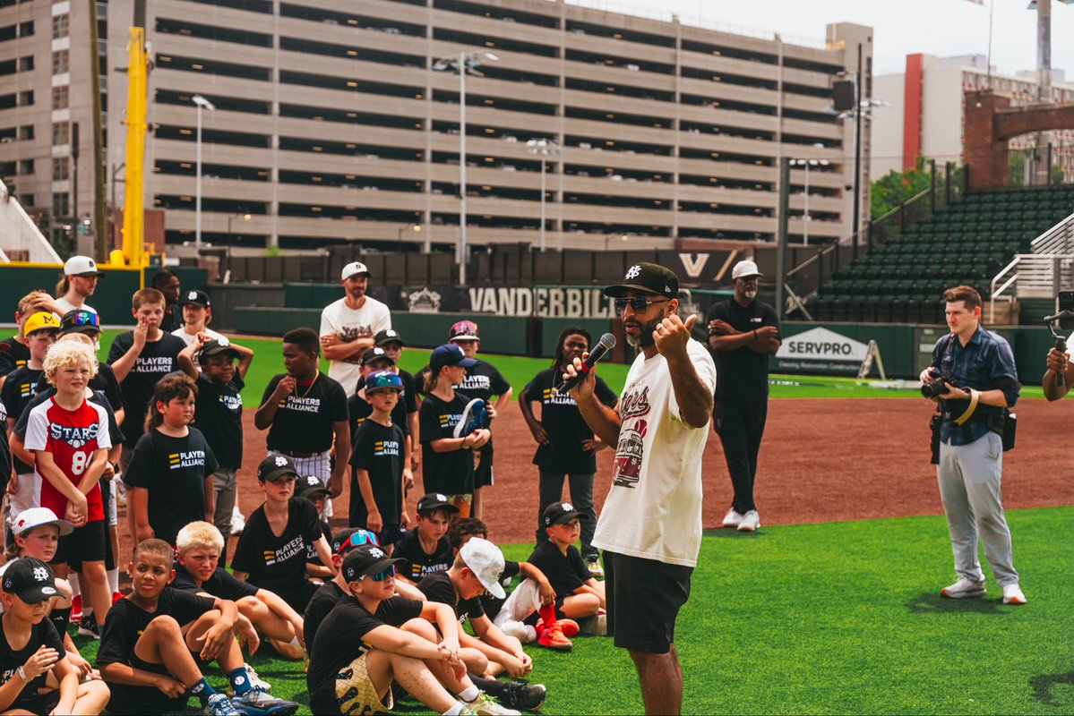 NashvilleStars's tweet photo. The Nashville Stars Baseball Camp with @tonykemp is in the books, and it was more than we could have https://t.co/5SK9A1YYGh everywhere, energy all day, and a group of people willing to give their time to make it happen. Every bit of it showed up on the field.

Huge thank you to @PlayersAlliance for showing up in a big way: coaches on the field, a gaming station for the kids, camp shirts on every back, and the kind of support that makes a day like this possible. 
And to @ariagloves for gifting brand new batting gloves to every single kid out there. That’s a memory those kids are taking home with them.

To our volunteers: none of this happens without you. You built this day from the ground up, setting up the field, checking kids in, coaching them through every station, keeping the whole thing running, feeding everybody lunch, and staying late to break it all down. All of it because you believe in what this game can do for a kid.

And thank you to everyone who donated equipment. That gear is headed exactly where it needs to go.

That’s the whole point. Baseball belongs to everybody, and days like this are how we prove it.

This won’t be the last one. We’re already planning the next camp: bigger turnout, more kids, more players on the field.

This is the future we’re building toward: kids in this city growing up with a team of their own. 

@MLB to Music City ⭐️

#SharedJersey #NashvilleStars #MLBtoMusicCity #playersalliance #MLB

📸: @BryceThompsonA