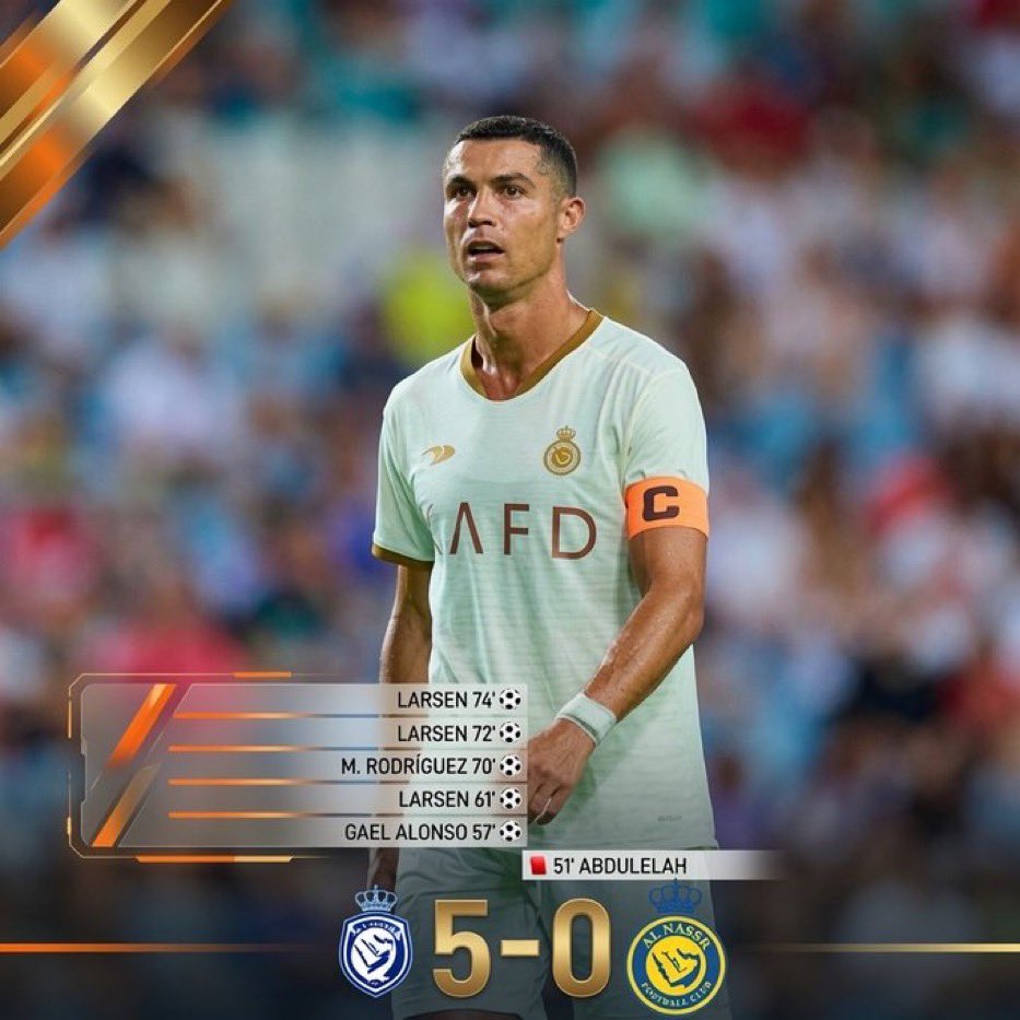 destiny2842's tweet photo. The internet will not show you that Celta Vigo  beat Al Nassr  5:0 https://t.co/wgTVybzFTF