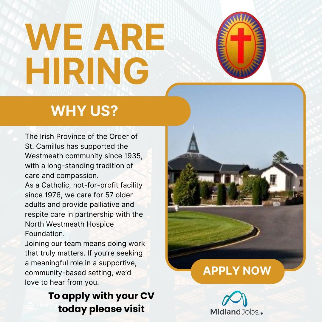 MidlandjobsIrl's tweet photo. 🚨 JOB VACANCY 🚨 For more details and to apply, click on the link below
🏢 St. Camillus Nursing Centre
✅ Cleaner / Housekeeping
📍 Riverstown, Killucan, Co. Westmeath
#CleanerJob #HouseKeepingJob #JobFairy
https://t.co/zX03dgcmrO https://t.co/bgmMTWv4f3