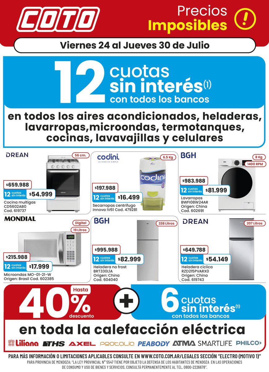 Coto_Ar's tweet photo. ¡Los electros están con precios imperdibles!⚡

Las mejores ofertas antes en tu celular 👉 https://t.co/lGKEeBaMYG https://t.co/NYnxyokGkm
