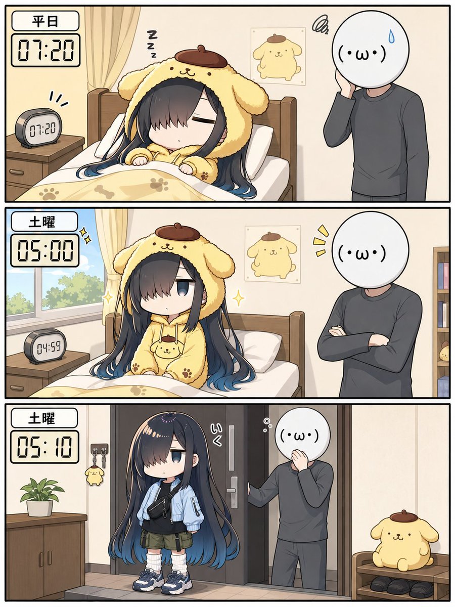 Pudding_tei's tweet photo. 念願の週末だぁ(・ω・)メカクレちゃん起きるの早すぎぃ https://t.co/00ad9iZWzS