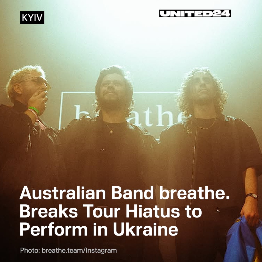 U24_gov_ua's tweet photo. “We felt so loved. And the message is simple: We stand by you.”

Australian band breathe. broke their tour hiatus to play their only 2 concerts of the year in Ukraine, donating all the proceeds to Ukrainian air defense and child welfare.

The group traveled for 50 hours to perform in Lviv and Kyiv. 

Thank you Sean, Andrew and Dylan for using your music as a platform to stand with Ukraine! Your Ukrainian fans will never forget your act of solidarity.