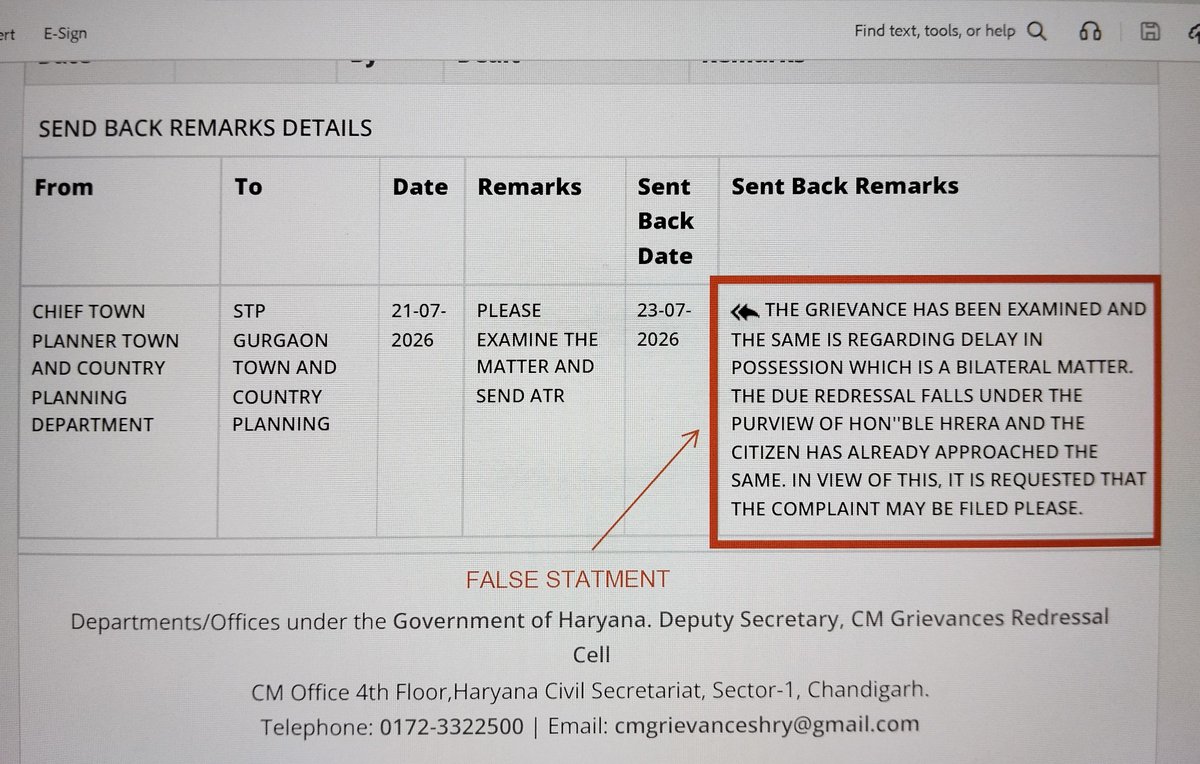GoutamM41686321's tweet photo. For the past several years, we have repeatedly submitted genuine complaints on the Haryana CM Window Portal regarding our Affordable Housing Project Aashiyara 37C, Gurugram. Unfortunately, the replies from DTCP Gurugram contain incorrect and misleading statements. We have pointed out these inaccuracies multiple times, yet the same false replies are repeated without verification or corrective action.

If complaints are closed with copy-paste responses instead of proper investigation, public trust in the grievance redressal system is seriously damaged. We respectfully request the Hon'ble Chief Minister, PMO India, CMO Haryana, DC Gurugram, DTCP Haryana, and HARERA Gurugram to order an independent review of our complaints, fix accountability for false replies, and ensure that CM Window serves its true purpose of delivering justice to citizens. We also request all news channels in Delhi NCR and Gurugram, along with the Twitter/X accounts of Bharatiya Janata Party (@BJP4India), the Hon'ble Prime Minister (@narendramodi), the Chief Minister of Haryana (@cmohry), the Deputy Commissioner, Gurugram (@dc_gurugram), the Twitter/X account of Haryana Gurugram, DTCP Haryana (@DTCPHaryana), and the official Twitter/X account of Affordable Housing Project Haryana, to highlight this issue and help bring attention to the matter on Twitter/X and through our Twitter account.

#CMWindow #Haryana #Gurugram #DTCP #DTCPHaryana #HARERA #HARERAGurugram #PMOIndia #CMOHaryana #DCGurugram #AffordableHousing #Aashiyara37C #JusticeForHomeBuyers #DelhiNCR #NewsChannels #Twitter #TwitterAccount