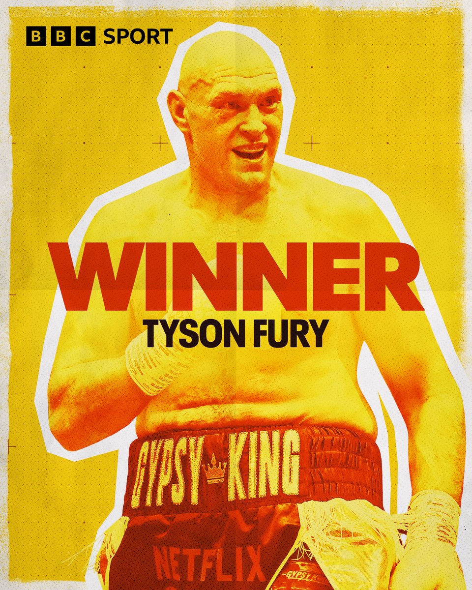 BBCSport's tweet photo. Tyson Fury gets the win in Thailand! 🥊
 
After seven rounds, Fury beats Mariusz Wach to claim his first stoppage win since 2022! https://t.co/bnMo99pfSZ