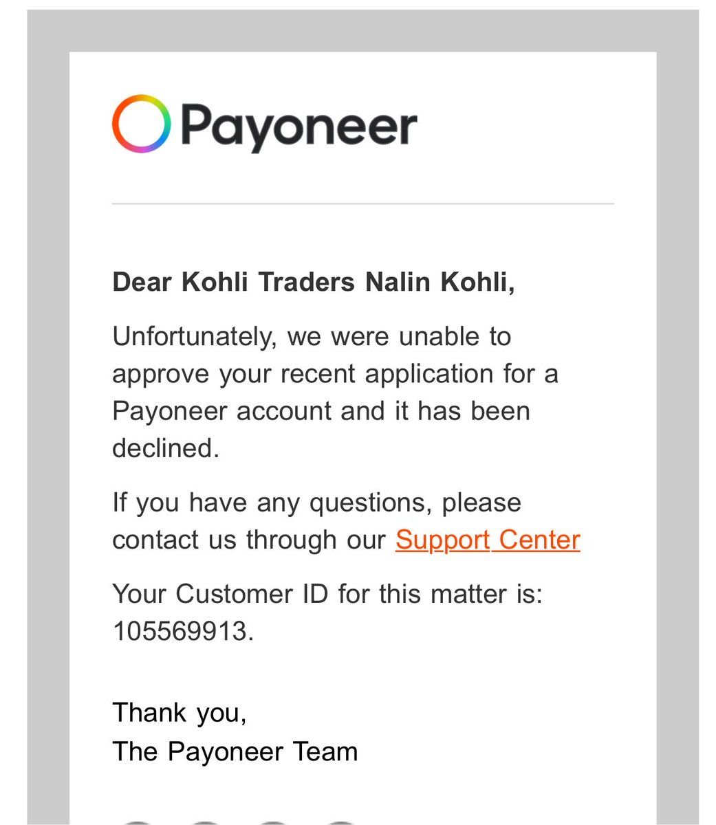 nkohlin's tweet photo. @Payoneer @Payoneer_Help 

Dear Payoneer Support Team,

I recently applied for a Payoneer account, but my application was declined automatically within a few minutes of submission. I would appreciate it if you could review my application manually https://t.co/vIHMdklRtq