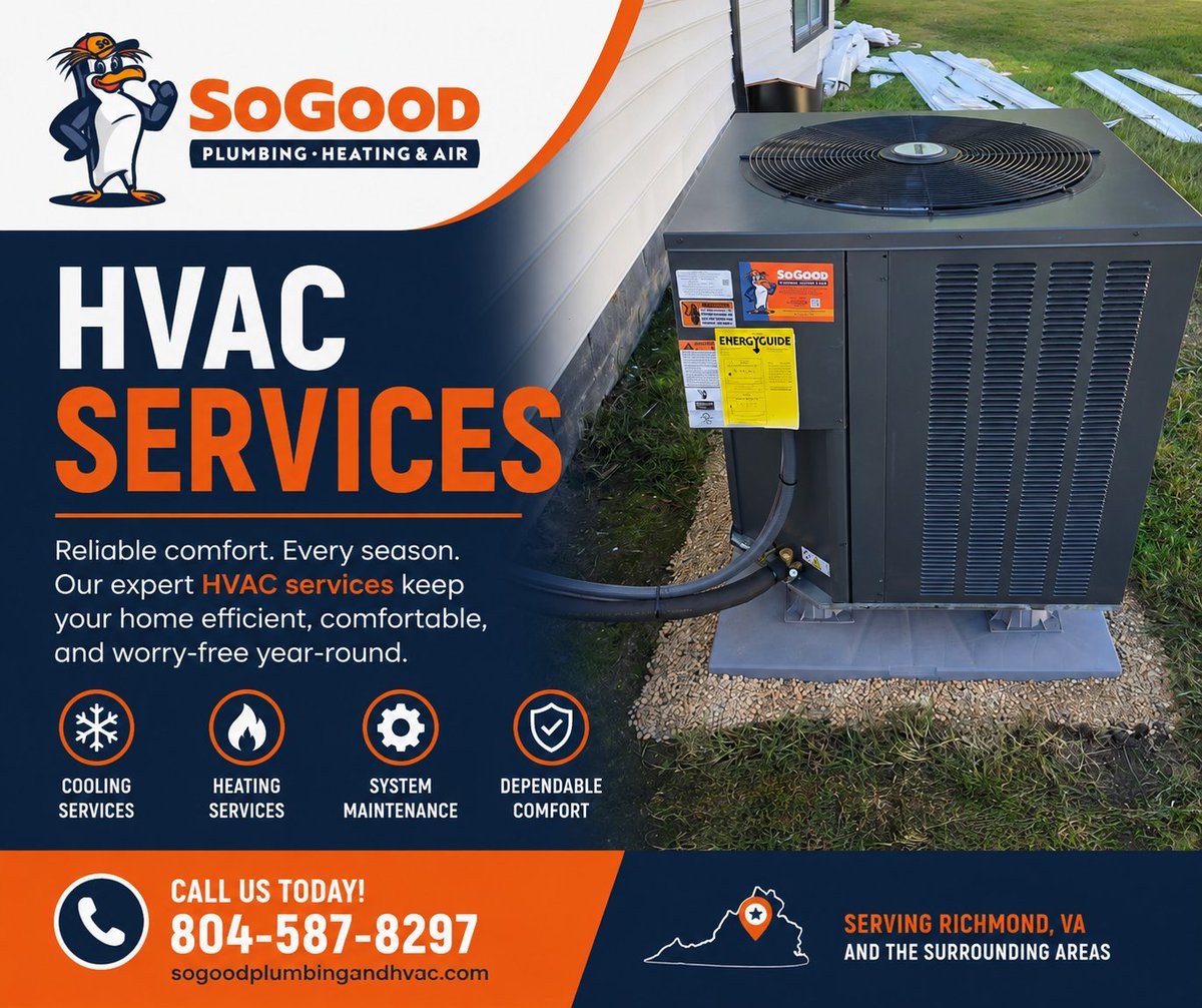 SoGoodHVAC's tweet photo. From precise seasonal maintenance tune-ups to emergency midnight repairs and total system replacements, SoGood is your trusted, all-in-one heating and cooling partner. Our highly trained HVAC technicians use advanced diagnostics to keep your system operating at peak performance! https://t.co/cRbTxizlKN