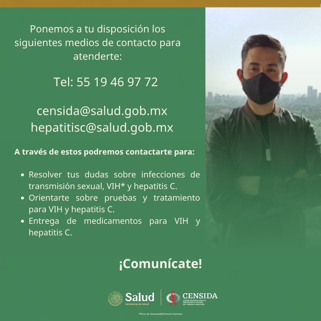 censida's tweet photo. ¿Te gustaría hacerte la prueba rápida de #VIH, #Sífilis y #HepatitisC? En CAPASITS Y SAIH son seguras y confidenciales.

Checa el más cercano a tu domicilio: https://t.co/DMxthIpTbd

Contáctanos para informarte: 5519469772, censida@salud.gob.mx

#ContactoCensida https://t.co/cutcpP3b8t