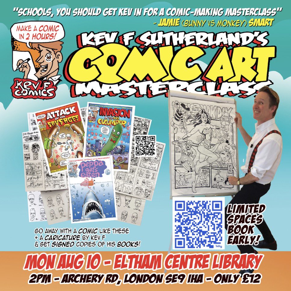 ElthamLibrary's tweet photo. Join us at #ElthamLibrary on Monday 10 August at 2pm for a Read to the Beat themed Comic Art Masterclass with Kev F Sutherland. Book your place via EventBrite here: https://t.co/FpzOoJy6MN cost is £12 per person. ��� 🎨 #LoveYourLibrary https://t.co/czlmFNH9ss