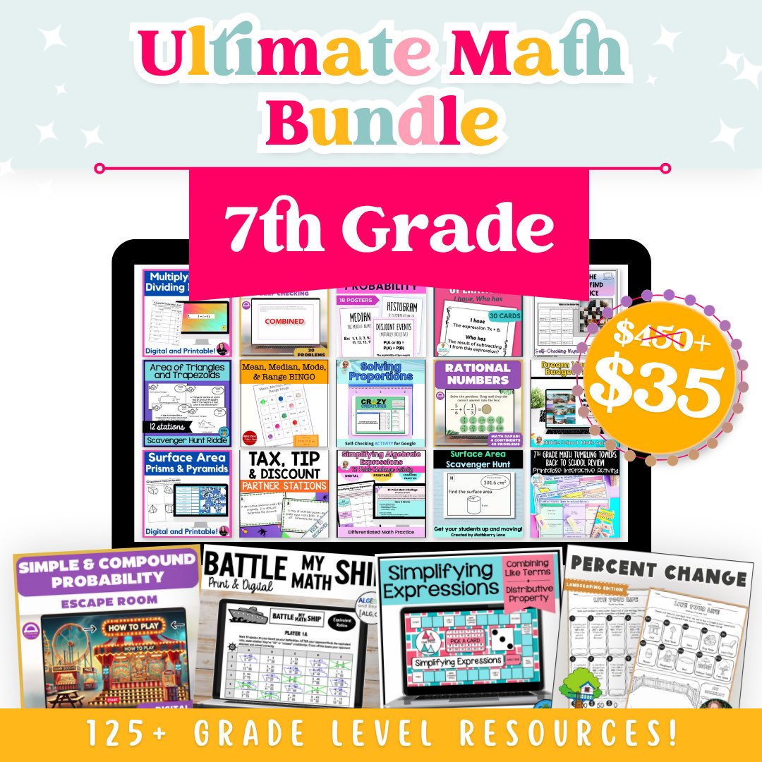 MrsAHinz's tweet photo. Where are my middle school Math teachers at? You don’t want to miss this bundle deal on 125+ resources! Save time planning this year and grab this deal now! Comment bundle and I’ll send you the link! https://t.co/FBfW1dQDfb