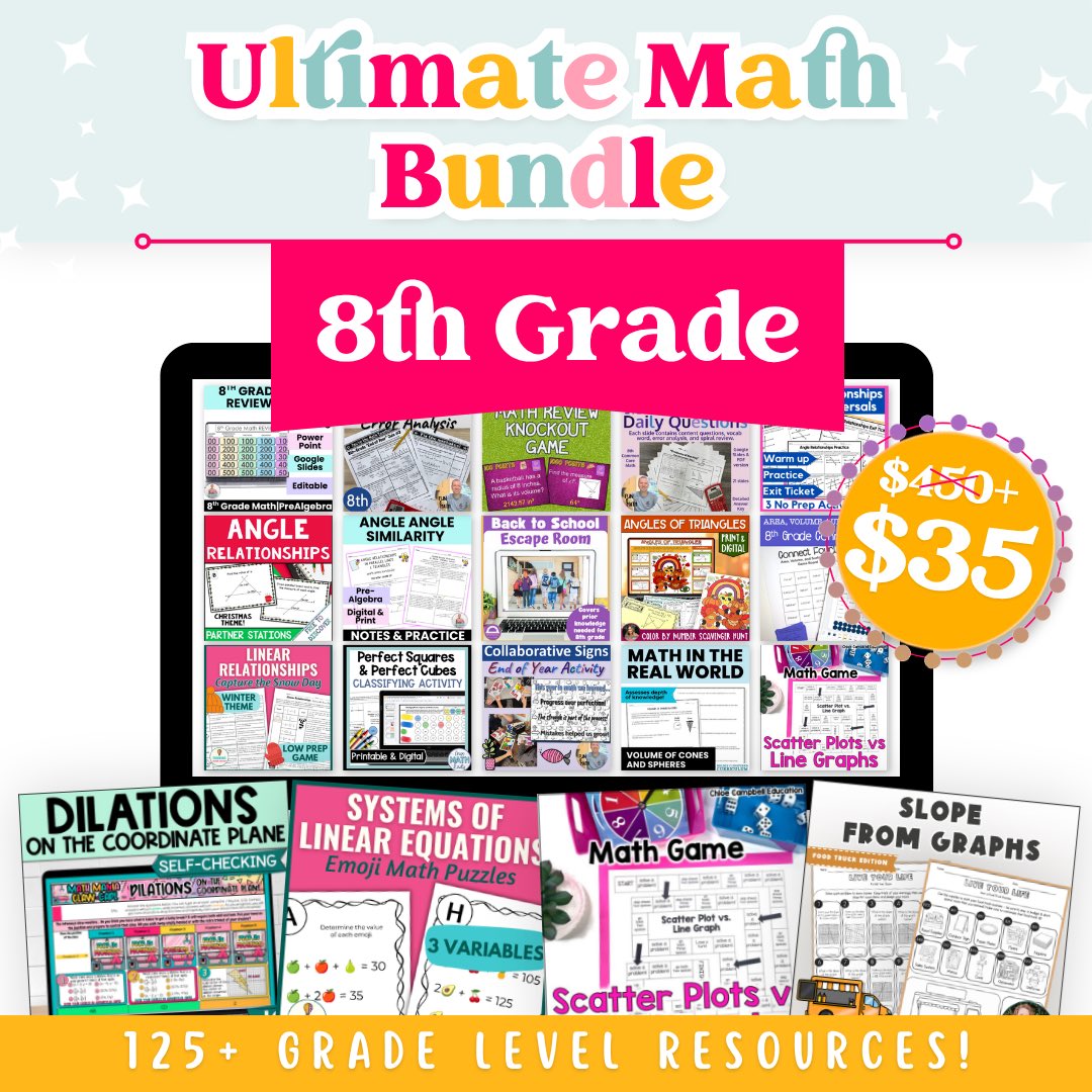 MrsAHinz's tweet photo. Where are my middle school Math teachers at? You don’t want to miss this bundle deal on 125+ resources! Save time planning this year and grab this deal now! Comment bundle and I’ll send you the link! https://t.co/FBfW1dQDfb