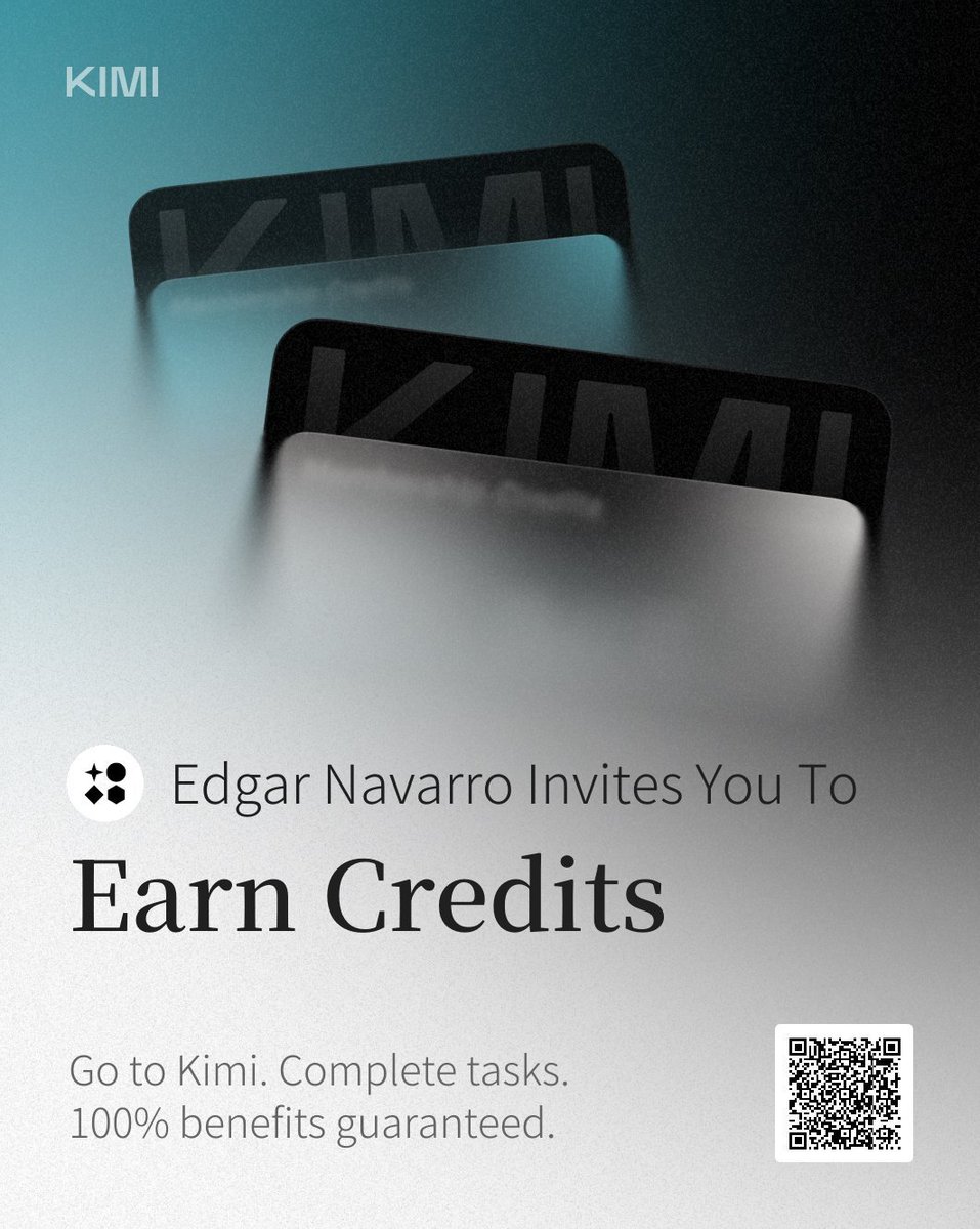 ByEdgarNavarro's tweet photo. Hey friends! Use this link to join @Kimi_Moonshot and earn credits together :) Sign up on Kimi and we each get a guaranteed benefit — up to 1-Year Membership Credits: 
https://t.co/JHcQENrpXr https://t.co/o8ho3N3mqp