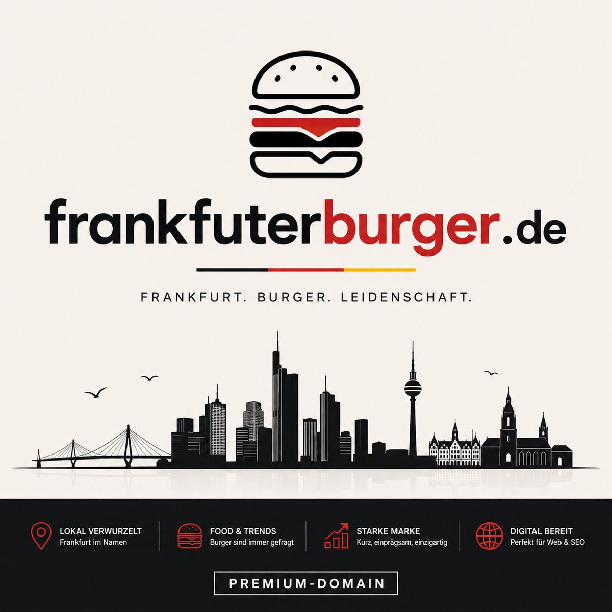 joeeblues's tweet photo. 🍔 https://t.co/2aiqlcFmLo Premium Domain, Available

A strong brand name starts with a strong domain. https://t.co/2aiqlcFmLo combines Frankfurt's international reputation with one of the most popular categories in the food service industry. Perfect for burger restaurants, delivery services, franchise concepts, ghost kitchens, or modern food startups.

https://t.co/UwPsZKWvkW

A memorable premium domain name builds trust, increases brand recognition, and forms the foundation for a strong digital brand. Anyone looking to grow in the German food market starts with an identity that customers instantly understand and easily remember.

#DomainName #Frankfurt #Burger #Gastronomy #FoodStartup #DigitalAssets