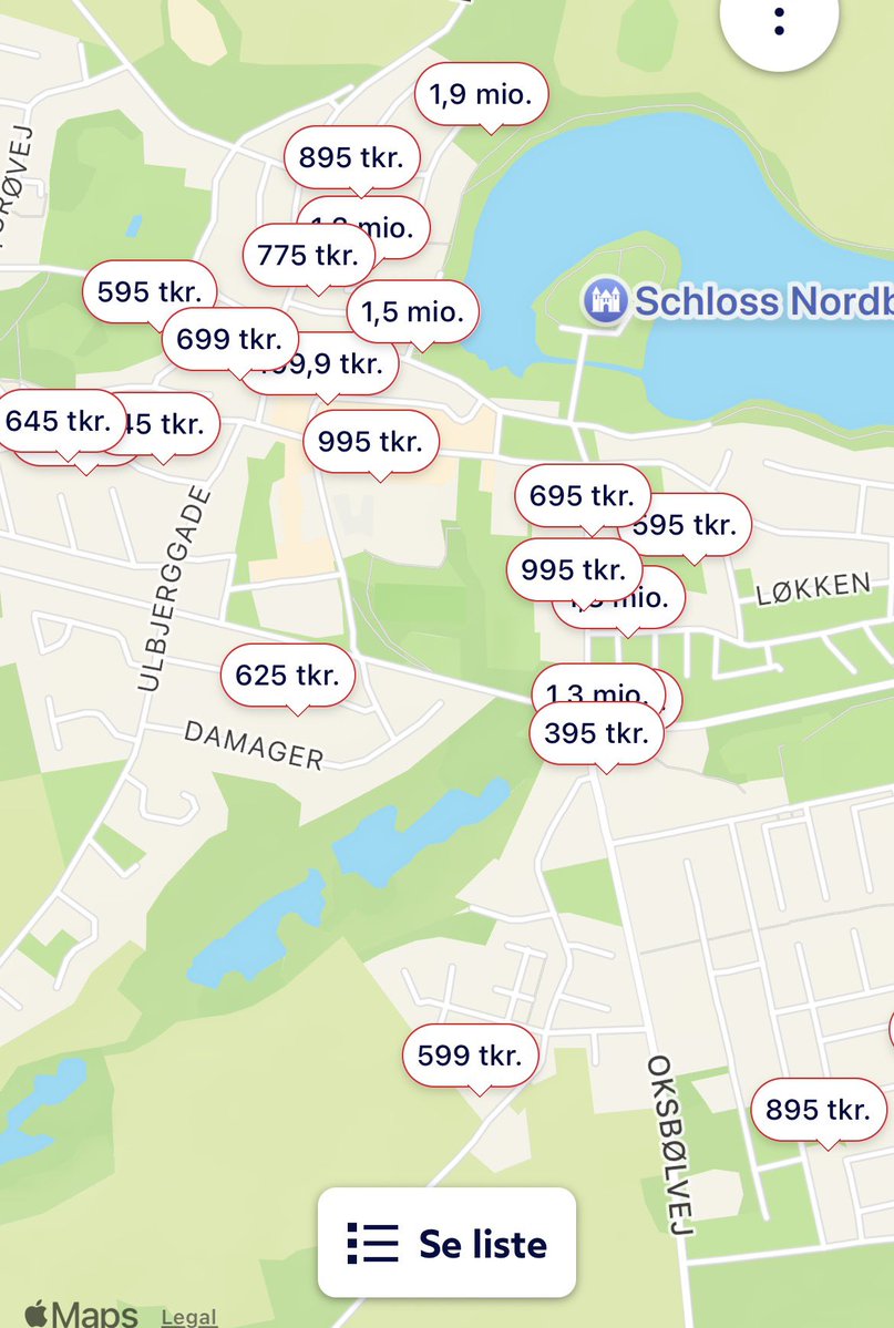 KielerFinanzen's tweet photo. Dänemark. Hier mal alle aktuellen Hauspreise des größten Immoportals.

Diesmal Nordborg, etwas abgelegener nördlich von Sonderborg.

Die Preise auf der Karte einfach durch 7,5 teilen, dann habt ihr die angefragten Hauspreise in Euro …

Und für die, die später eingestiegen sind in die Diskussion, ihr könnt nur kaufen, wenn ihr euren ersten Wohnsitz nach Dänemark verlagert
