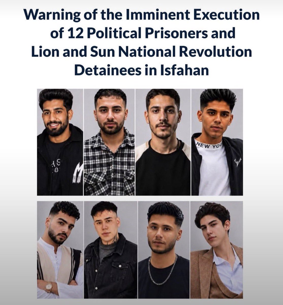 NDAVUDN's tweet photo. 🆘 <<<<<<<<<URGENT>>>>>>>>>🆘 

Their Lives Hang by a Thread

Sunday, Erfan Esfandiari (18) and Golmohammad Mohammadi (23) were executed after being sentenced in connection with the #Alikhani_square Square case in Isfahan.

Now, 10 more political prisoners arrested during the January 2026 protests have reportedly been transferred to solitary confinement, where they face an imminent risk of execution:

#Alireza_Sepahi
#Abolfazl_Sepahi
#GhaemHosseini
#Shervin_Bagherian
#AmirHossein_Safari
#AmirHossein_Maleki
#Ali_Dashti
#Abolfazl_Ebrahimi
#Alireza_Raisi
#AmirHossein_Ebrahimi_Analoche

Time is running out.

These young lives can still be saved if the world refuses to stay silent. We urgently call on democratic governments, international organizations, and every defender of human rights to act now before it is too late.

Silence costs lives. Every post, every share, and every voice increases the pressure and could help save them.

No one should be executed for demanding freedom.

#StopExecutionInIran
#IranMassacre‌